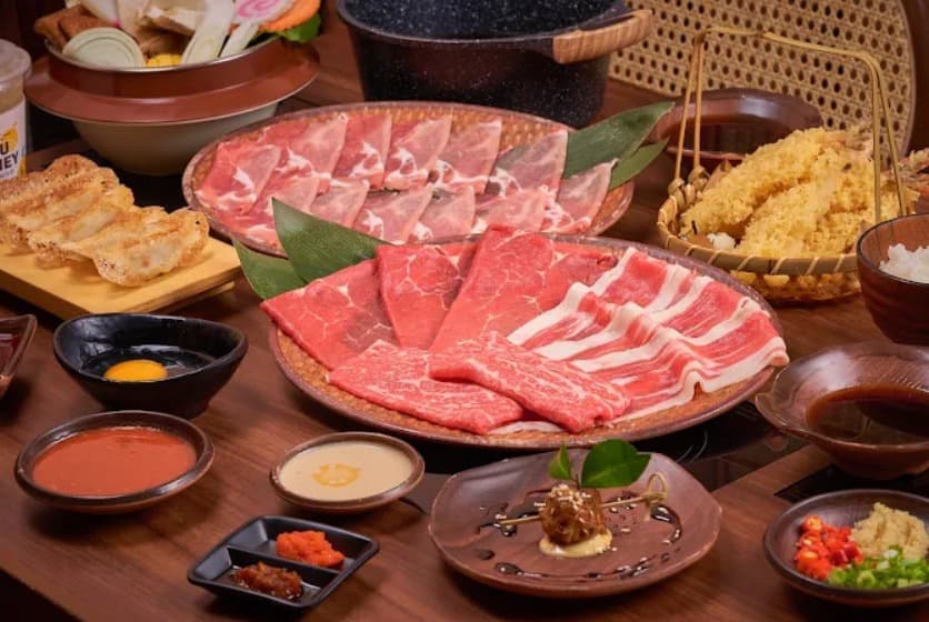 料理：日本の品質を味わえるゆずすきの牛肉盛り合わせ